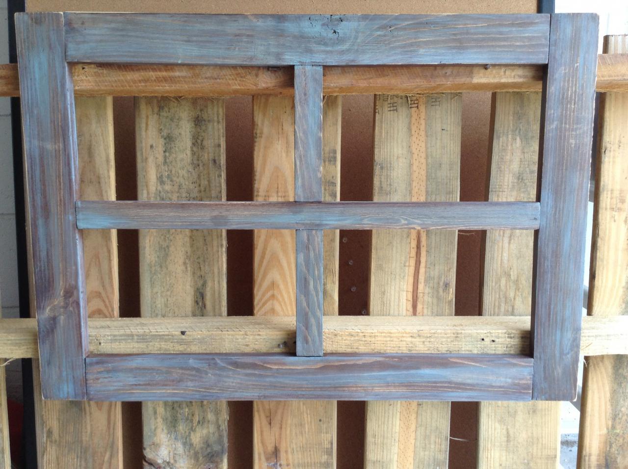 Large Reclaimed Blue Barn Wood Window Chicken Wire Backing